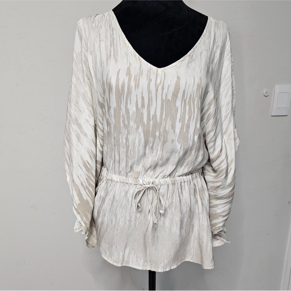 Express Cream and Tan Women's Blouse